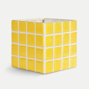 &Klevering | Bloempot Tile 4x4 in geel